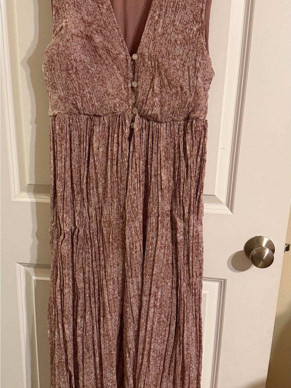 Free People Sleeveless Mauve Crinkle Maxi Dress